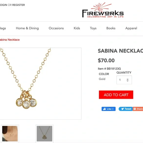 NWT Fireworks Sabina Necklace Swarovski Crystals 14K Gold-Filled - Picture 2 of 7